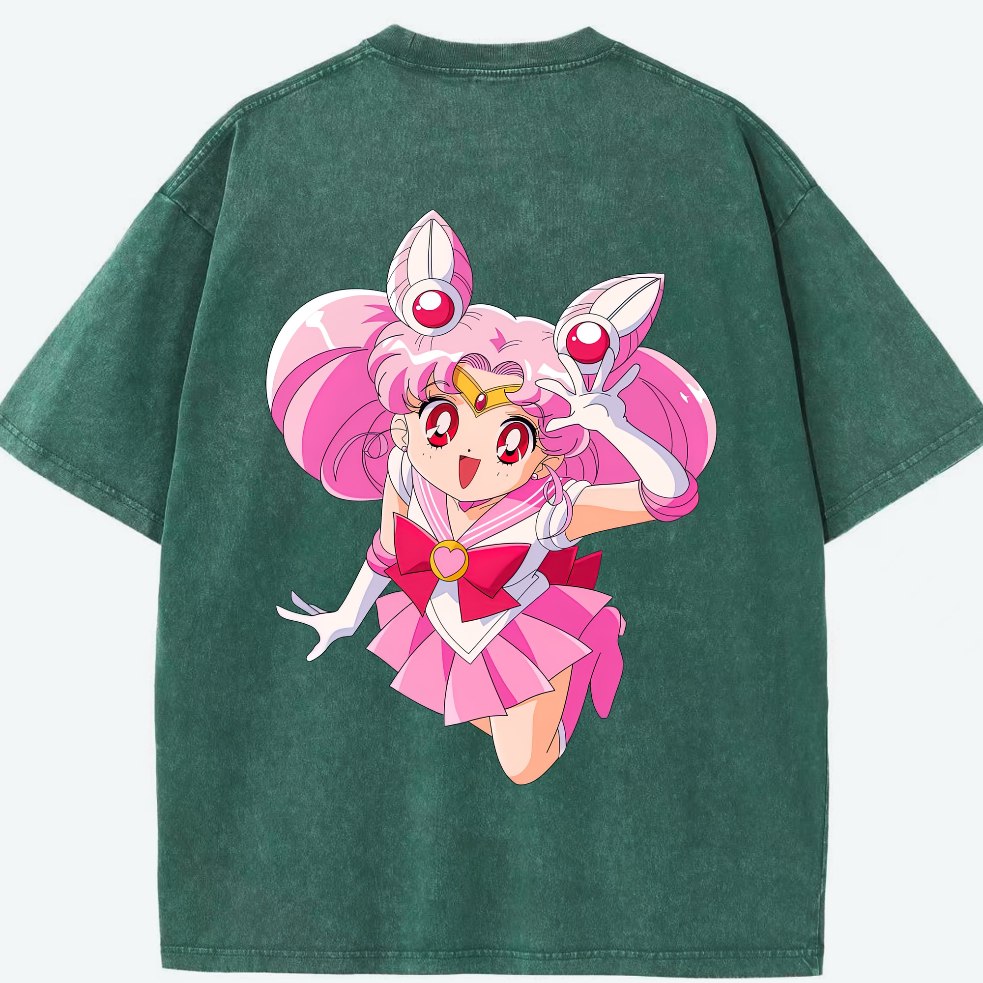 （画像用） 美少女戦士セーラームーン ちびうさ Sailor Moon Chibiusa Tsukino Usagi Small Lady Serenity 綿100% ヴィンテージ風 半袖Tシャツ（背面プリント）